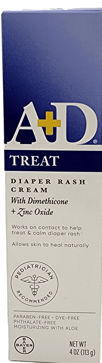 A+D Treat – Diaper Rash Cream with Dimethicone + Zinc Oxide – 4 OZ